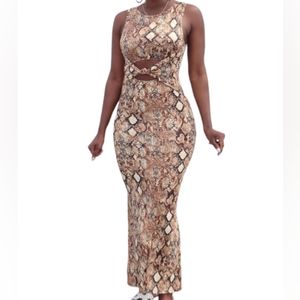 ChicMe Dress - Snake Print Sleeveless Cutout Maxi Women's Sz M NWOT